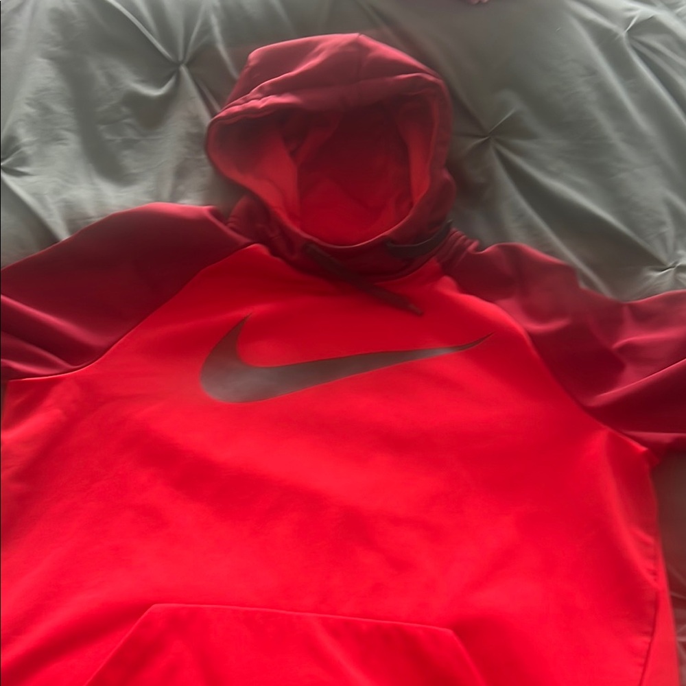 Nike Bright Red Hoodie with Black Swoosh DRI-FIT